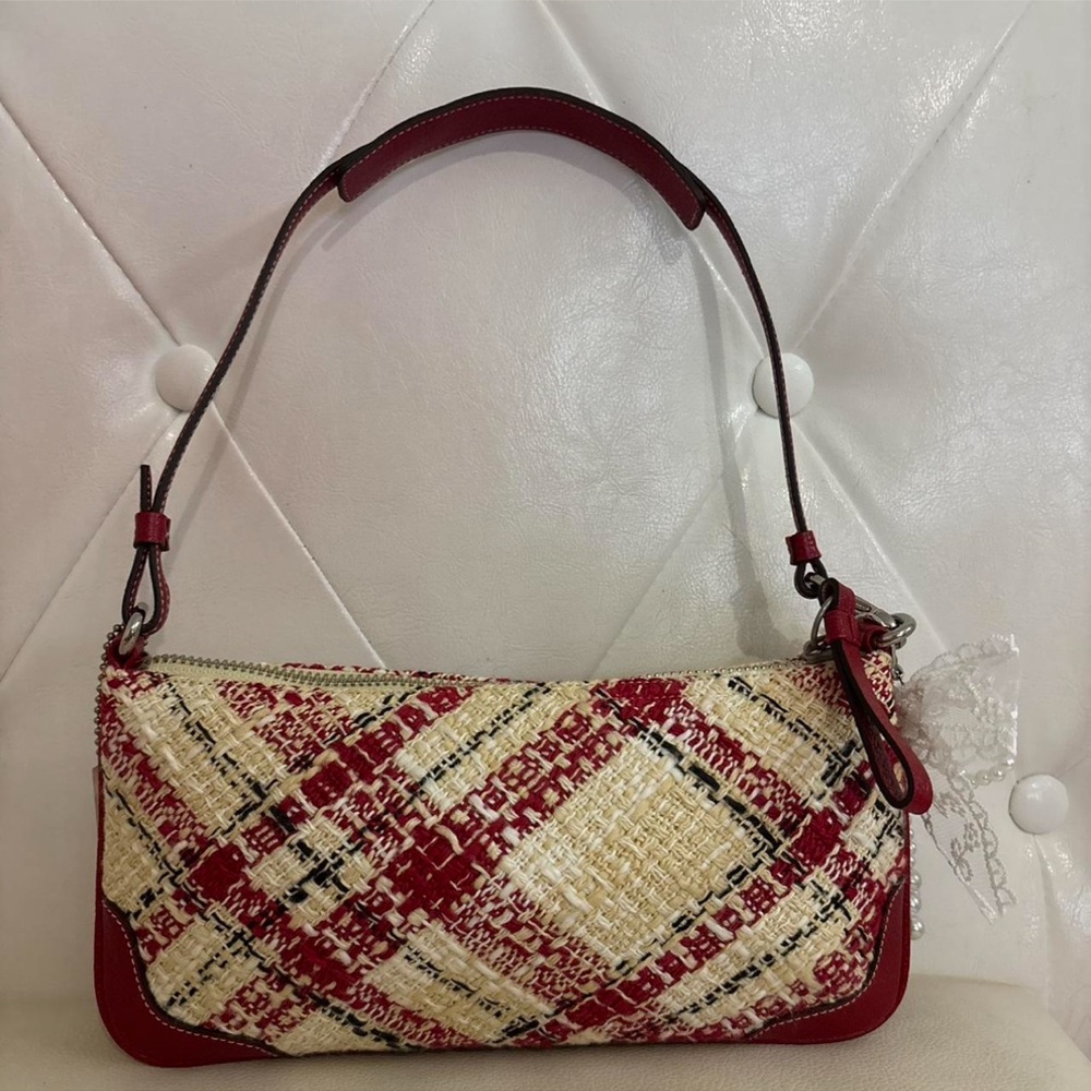 Coach Red and Cream Canvas Pouch - Picture 5 of 8